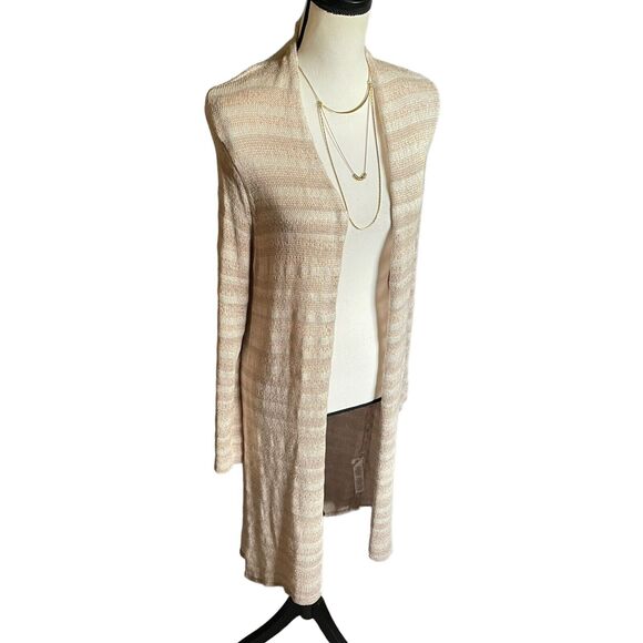 CHICOS Chico's KENNEDY Long CARDIGAN SWEATER Tan Beige SIZE 1 M 8 - Picture 7 of 12